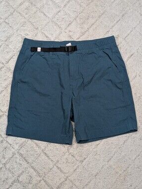 Topo Designs Shorts Mens L Blue Teal Mountain Ripstop Cotton Nylon Hike Trail